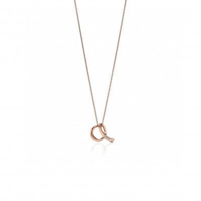TIFFANY ELSA PERETTI® LETTER A PENDANT IN 18K ROSE GOLD WITH DIAMONDS 68806720